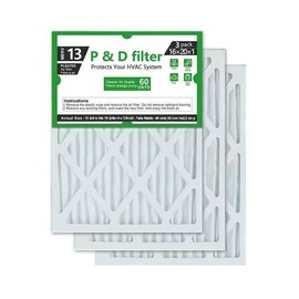 P & D filter 16x20x1 MERV 13 Furnace Air Filter (3-Pack) | High Efficiency HVAC Filter | Fits Standard AC & Furnace Systems，Actual Size: 15.75 x 19.75 x 0.75 inches