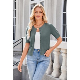 Newshows Women's Cardigans Summer Short Sleeve Lightweight Buttons Cardigan Elegant Bolero Wrap Shrugs Top for Dress, grey, XXL