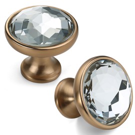 Asidrama 10 Pack Champagne Bronze Kitchen Cabinet Knobs Clear Crystal Dresser Knobs Drawer Knobs Cabinet Hardware Zinc Knobs for Dresser Drawers
