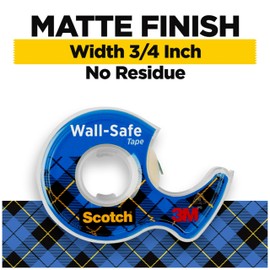 Scotch Wall-Safe Tape, 4 Dispensered Rolls, Sticks Securely, Removes Cleanly, Invisible, Designed for Displaying, Photo Safe, 3/4 in x 650 in (4183)