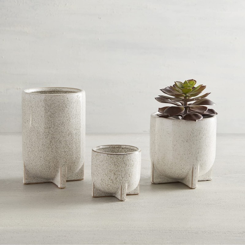 47th & Main Ceramic Footed Planter Pot, 6" Tall, White