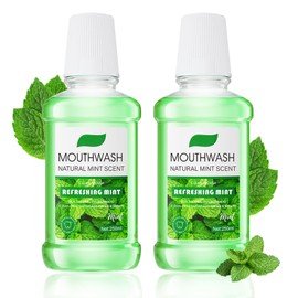 2PCS Fresh Mint Mouthwash 250ml,Mouthwash Set for Oral Care,Bad Breath,Alcohol-Free,Mint Mouth wash