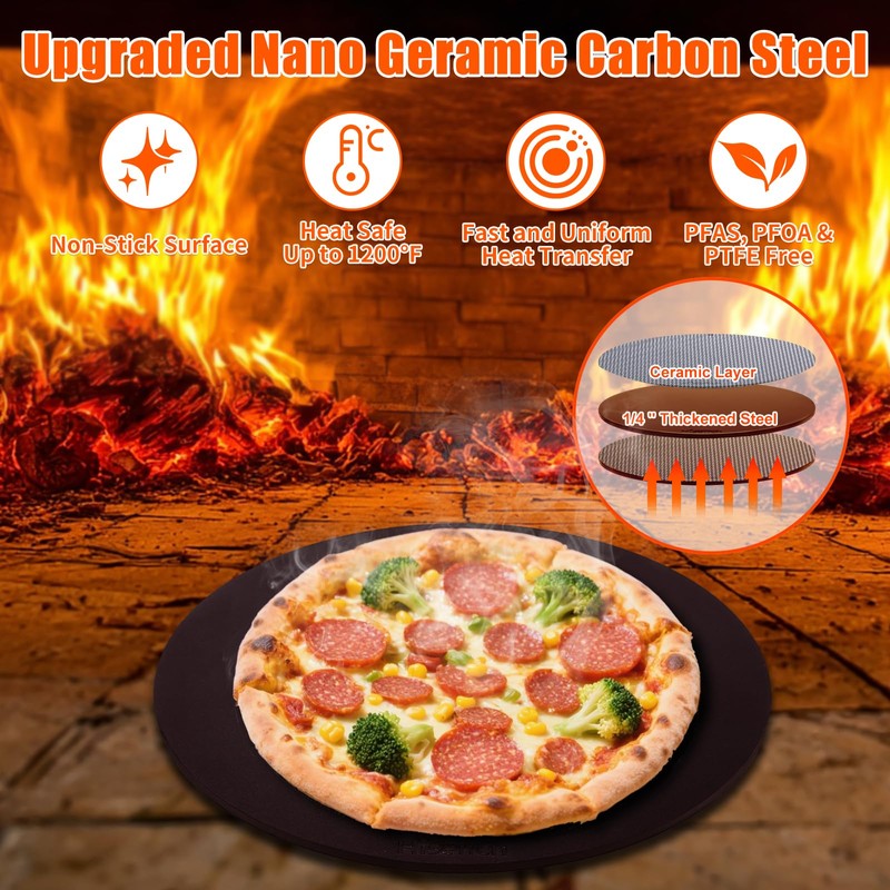 Hisencn 13" Round Pizza Steel for Oven & Grill –