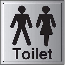 VSafety General Door-Gents/Ladies Toilet Sign - 150mm x 150mm - 3mm Brushed Alu Comp