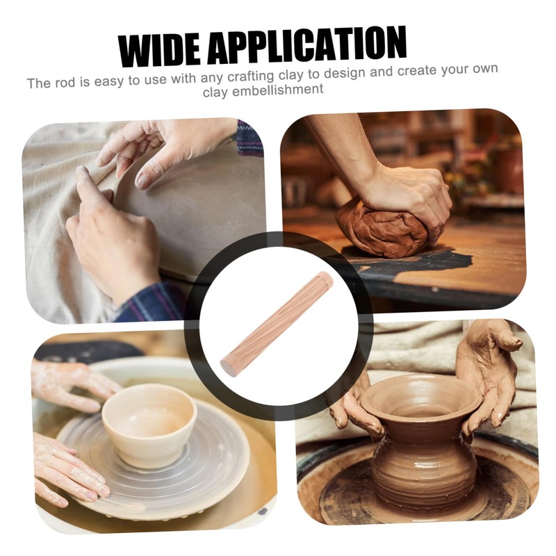 jojofuny Textured Wooden Clay Roller Multi Functional Pottery Printing Stick
