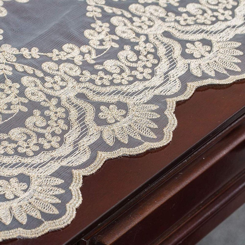 ARTABLE Camino de mesa rectangular de macramé de encaje bordado