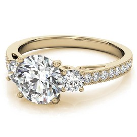 Luyona Bridal Set 1-1/3 CT Round-Cut Moissanite Engagement Ring for Women, Wedding Ring Sets 925 Sterling Silver (6, Yellow Gold)