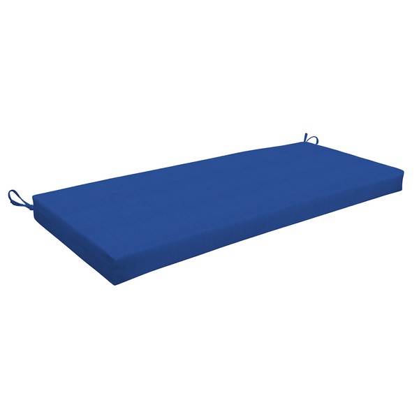 Honeycomb Indoor/Outdoor Textured Solid Sapphire Blue Bench Cushion: Recycled Fiberfill,