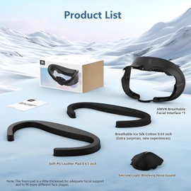 AMVR Quest 3 Compatible Face Cushion, Interface Bracket, Replacement PU & Ice Silk Face Foam Pad, Breathable, Washable, Reduces Light Leakage, Exclusive vr Accessory