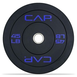 CAP Barbell Economy Olympic Bumper Plate with Blue Logo, Black, 45 lb Single