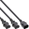 InLine Mains Y-Cable for IEC C14 to 2X IEC-C13, Black