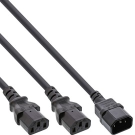 InLine Mains Y-Cable for IEC C14 to 2X IEC-C13, Black 5 m