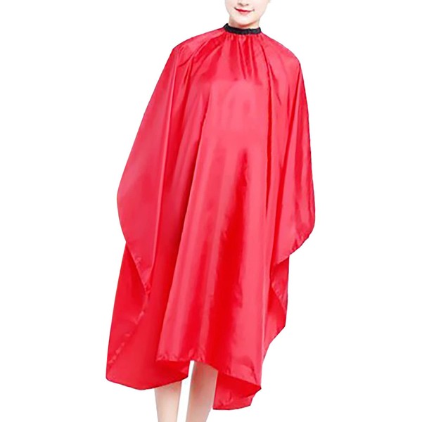 Hairdressing Cape, Waterproof Unisex Hair Dye Cape, Hair Cutting Cape, Adjustable for Salon Barber Styling (Red) 140 x 120 cm