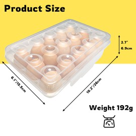 Egg Box for 15 Eggs, Egg Container, Egg Storage Fridge, Egg Holder Refrigerator, Transparent White