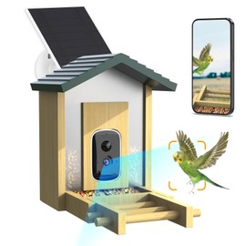 Akasumer Bird Feeder, 5MP Solar-powered Smart Bird Feeder with Camera, AI Identifies Birds 10000, 2.4GHz, Color Night Vision, Instant Notification, Easy to Use, 1.5L, Birds Watching Camera for Outdoor