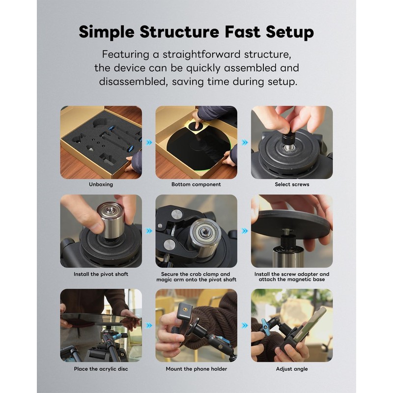 360 Degree Rotation Smartphone Spinner,DIY Photography Turntable Photo Booth for