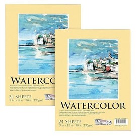 Artisan Supply Co. Premium Watercolor Paper Pad - 9" x 12" - Pack of 2 - 24 Sheets Each - Heavyweig