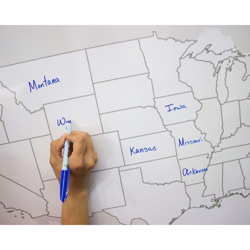 Large Blank United States Outline Map Poster, Laminated, 36” x