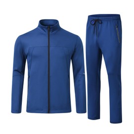 Rdruko Men's 2 Piece Track Suits Full Zip Sports Jogging Suits Set Athletic Casual Sweatsuit,Royal blue,L