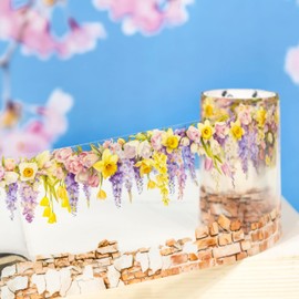 MisKepaa Flower Tape Stickers for Scrapbooking Supplies,6 Rolls PET Tape Stickers Set,Waterproof Washi Tape for Junk Journal,Journaling Supplies,Bullet Journal(Floral Wa