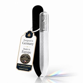 Glass Nail File & Buffer for Natural Nails, Czech Crystal with Case