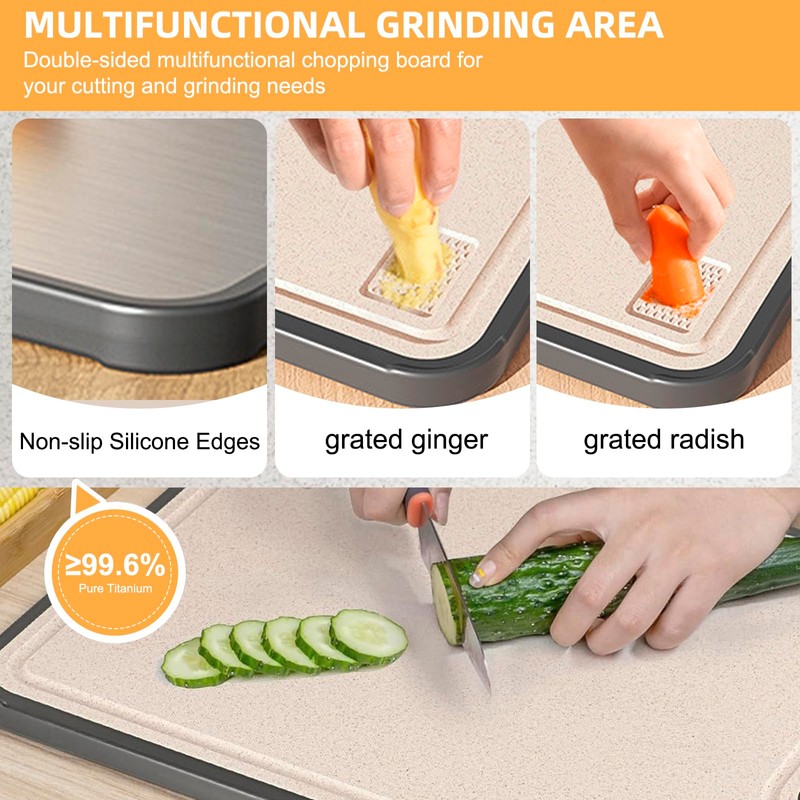 Pracfit Pure Titanium Double-sided Food-Grade Cutting Board, Lightweight and Durable