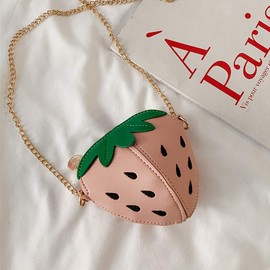 LOYUYU Cute Toddler Kids Crossbody Purse, Small Mini Coin Purse, Messenger Bag for Girls Women, PU Leather Bag Gift for Adult Pink Strawberry