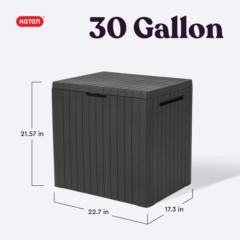 Keter City 30 Gallon Resin Outdoor Storage Box and Patio