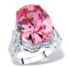 PalmBeach Platinum-Plated Oval Shaped Pink Cubic Zirconia Ring Sizes 6-10