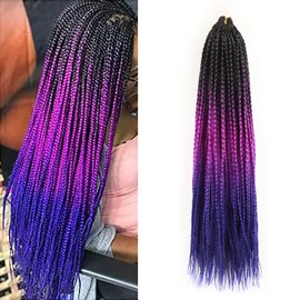 Crochet Box Braids 14 Inch 7 Packs Goddess Braids Crochet Hair Pre looped Box Braid Crochet Hair for Black Women(14 inch,7 Packs, 1B Purple Blue)