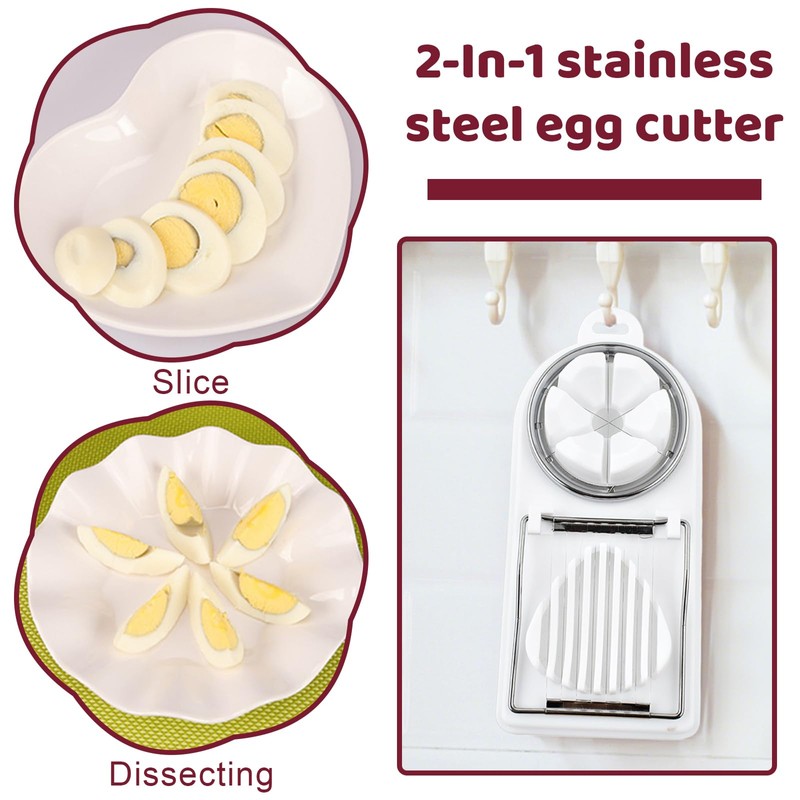 Egg Slicer with 2 Functions, Mushroom Slicer Cuts Clean and