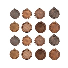 Healifty 32pcs Accessory for Keychain Pendant Tray Charms Tray Round Pendants Trays Accessory for Crafting Jewelry