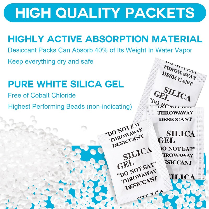 Threlaco 1000 Pcs 2 Gram Silica Gel Packets Desiccant Packs