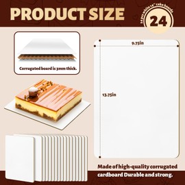 CZWESTC Rectangle Cake Boards, 13.75x9.75 Inches White Greaseproof Cardboard for Baking, Desserts, Pizza (24 Pack)