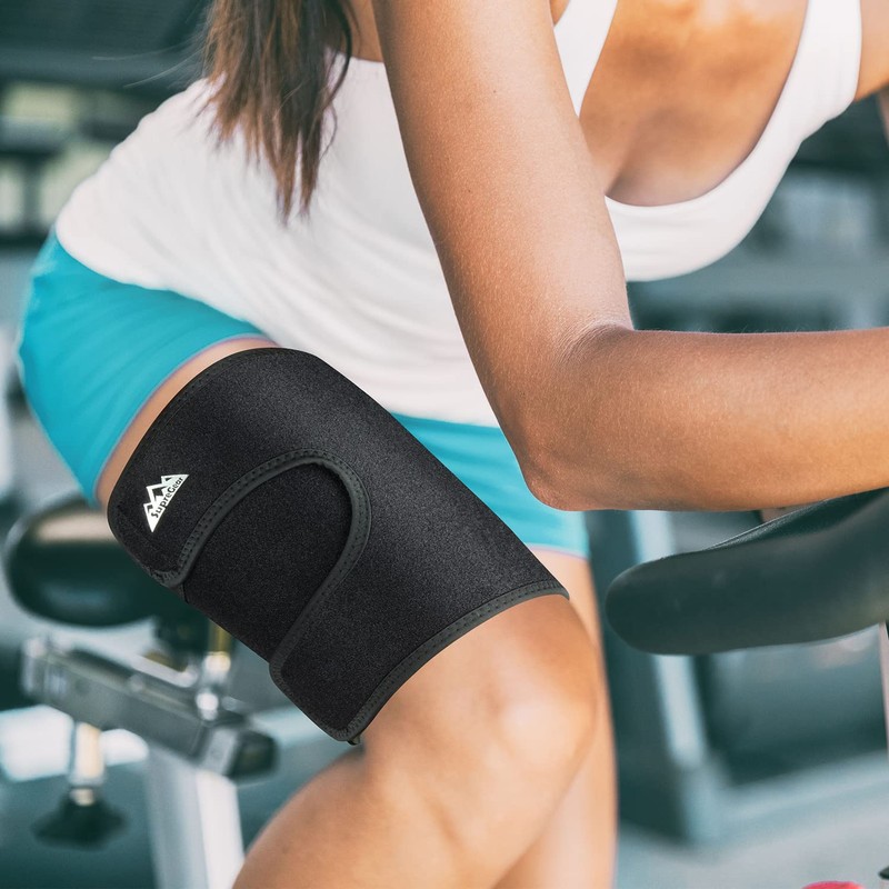 supregear Thigh Brace Support, Breathable Thigh Compression Sleeve, Adjustable Neoprene
