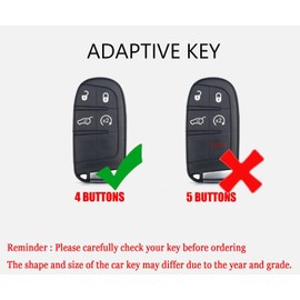 TECART 4 Button Key Fob Cover Fit for Jeep Dodge Ram 1500 Challenger Durango Key Case Key Shell Accessories Protector, Red, 4 Button