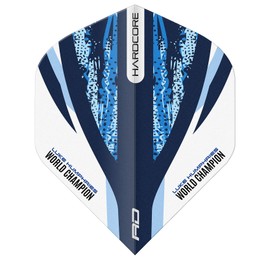 RED DRAGON Luke Humphries White and Blue Hardcore Standard Dart Flights 3 Sets Per Pack (9 Dart Flights in total)