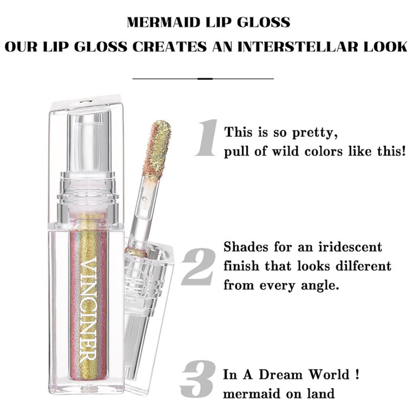 HERBENJOY Metallic Lipstick Glitter Chameleon Lipgloss, Multichrome Tinted Lip Gloss