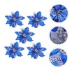 Ciieeo 5Pcs Blue Hexagonal Gold Thread Christmas Decorative Flowers for