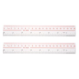 sourcing map 2pcs Clear Plastic Ruler 20cm (0.79 Inch) Metric Inch Straight End Ruler with Red Scale Mark for Classroom Home Office