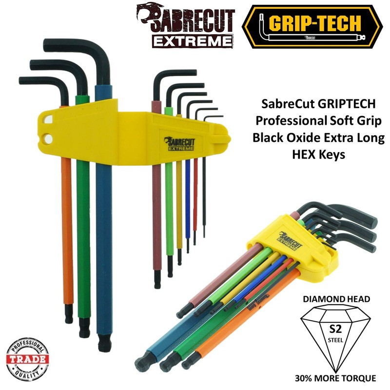 SabreCut 9 Piece SCHEX009B Soft Grip Black Oxide Extra Long