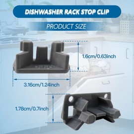Professional 2x Dishwasher Upper Dishrack Slide Rail Stop Clip W10195622 for Whirlpool Jenn-Air Kenmore KitchenAid 7WDT790SAYM0, WDF730PAYB0, WDF730PAYM0, for AP6016778, 1872168