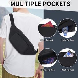 Bumbag Water Resistant Bumbags for Women Men Ladies Hands Free Bum Bag Large Capacity Waist Fanny Pack Daypack for Outdoor Sport Travel (Plain Black)