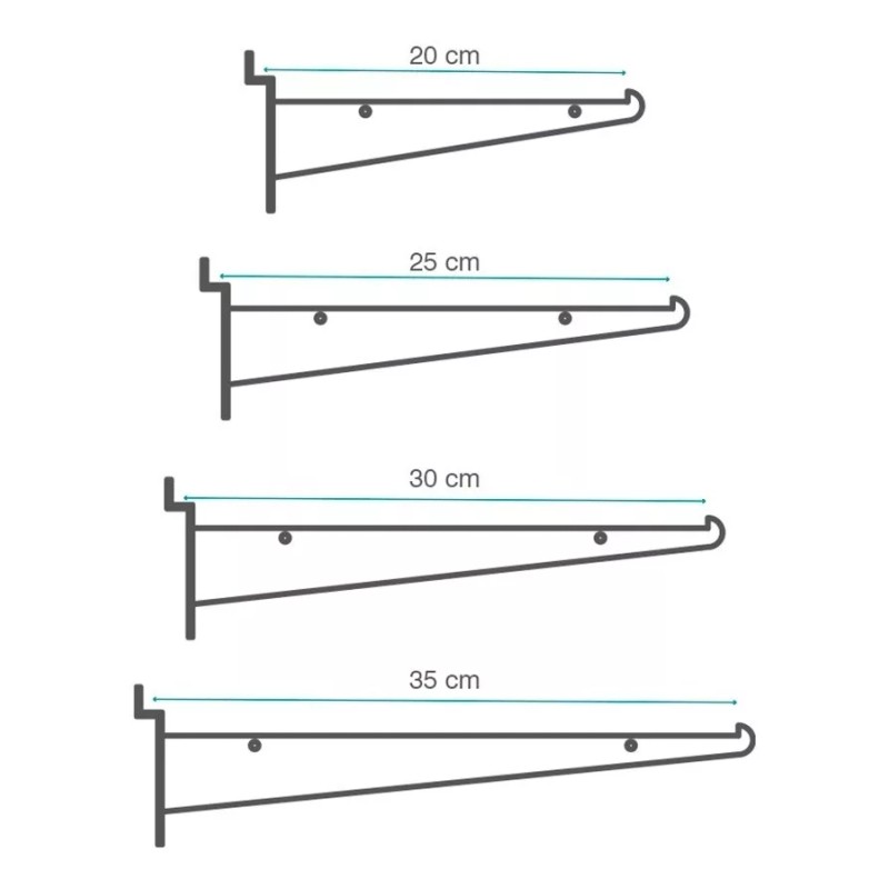 Exhivit Mensula Gancho Panel Ranurado Blister 20 Cm Paq. 8
