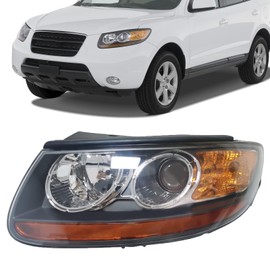 WUSILILU Front Headlight for 2007-2012 Hyundai Santa Fe Halogen Headlight, 921010W100 921010W500 Front Headlamp Replacement Assembly（Driver Side Headlight）