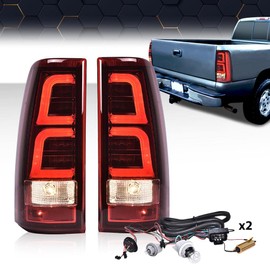 PIT66 LED Tail Lights Compatible with Chevy Silverado 2003 2004 2005 2006 GM2800174, GM2801174 Red(w/wiring harness)