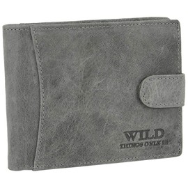 Wild Things Only Men's Genuine Leather Wallet with RFID Protection and Gift Box, Grey with latch, Classic