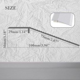 Qiveno 2.9 ft x 3.9 in Aluminum Floor Transition Strip - Matte Silver Threshold Reducer for Doorway, Ramp, Tiles, Laminate (Bridges 0.3-1.6 inch Height Gap)