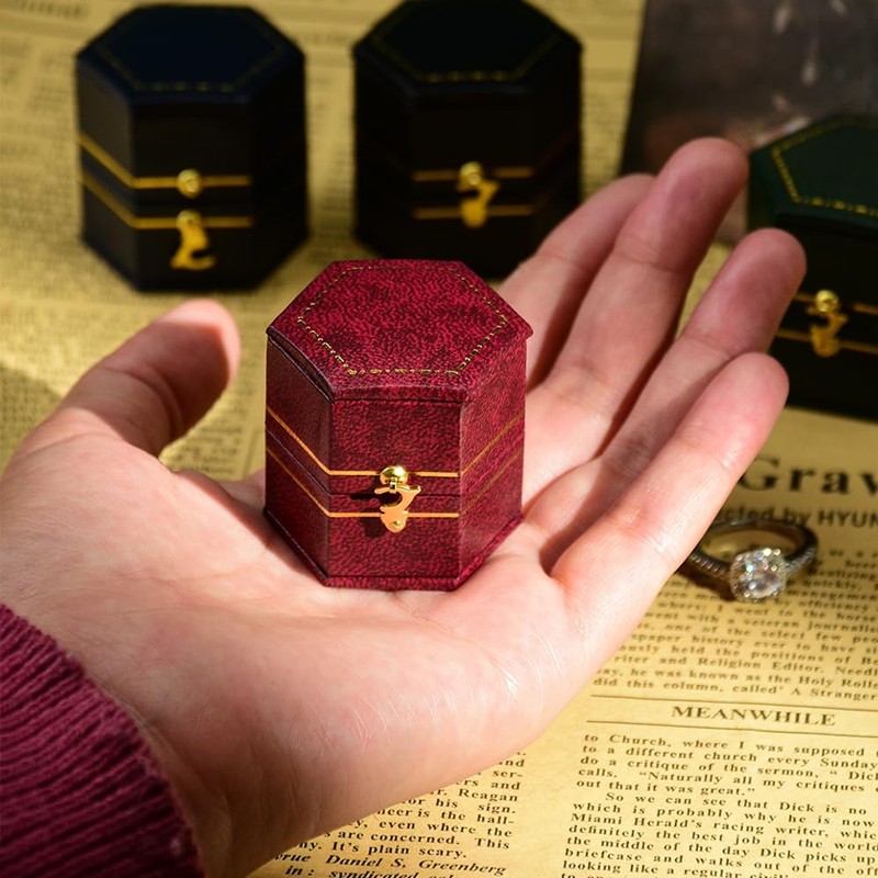 TAIMY Classical Victorian Style Wedding Tiny Ring Box, Handcrafted Gift