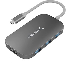 SABRENT Hub USB Tipo C 8 en 1 con Salida HDMI (4K), 3 Puertos USB 3.0, 1 Puerto USB 2.0, Lector multitarjeta SD/MicroSD [Soporte de Entrega de energía y 4K] (DS-UHCR)